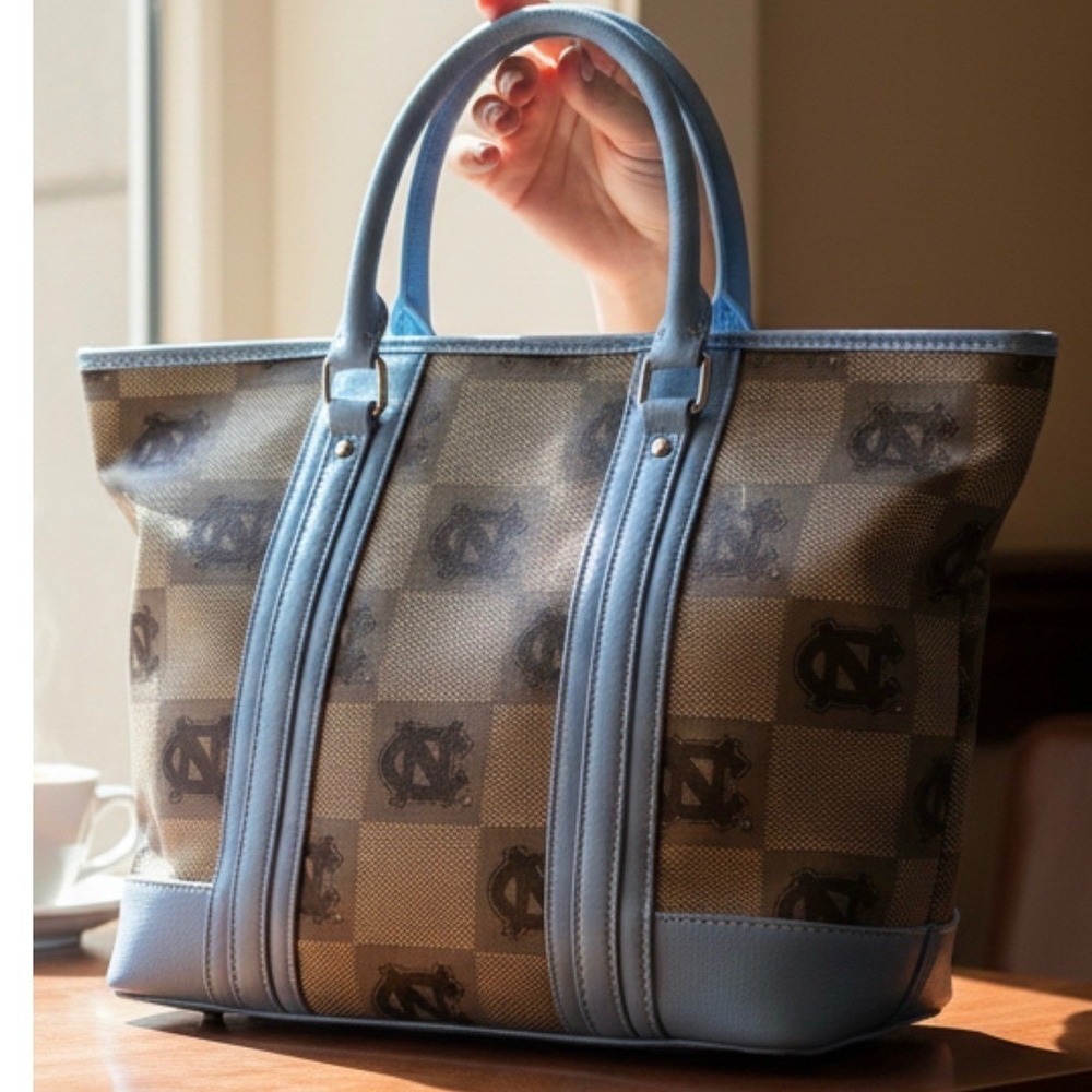 Sandol UNC North Carolina Tar Heels Tote Bag Carolina Blue Checkerboard 15x11